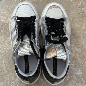 Women's Silver and Black Sneakers